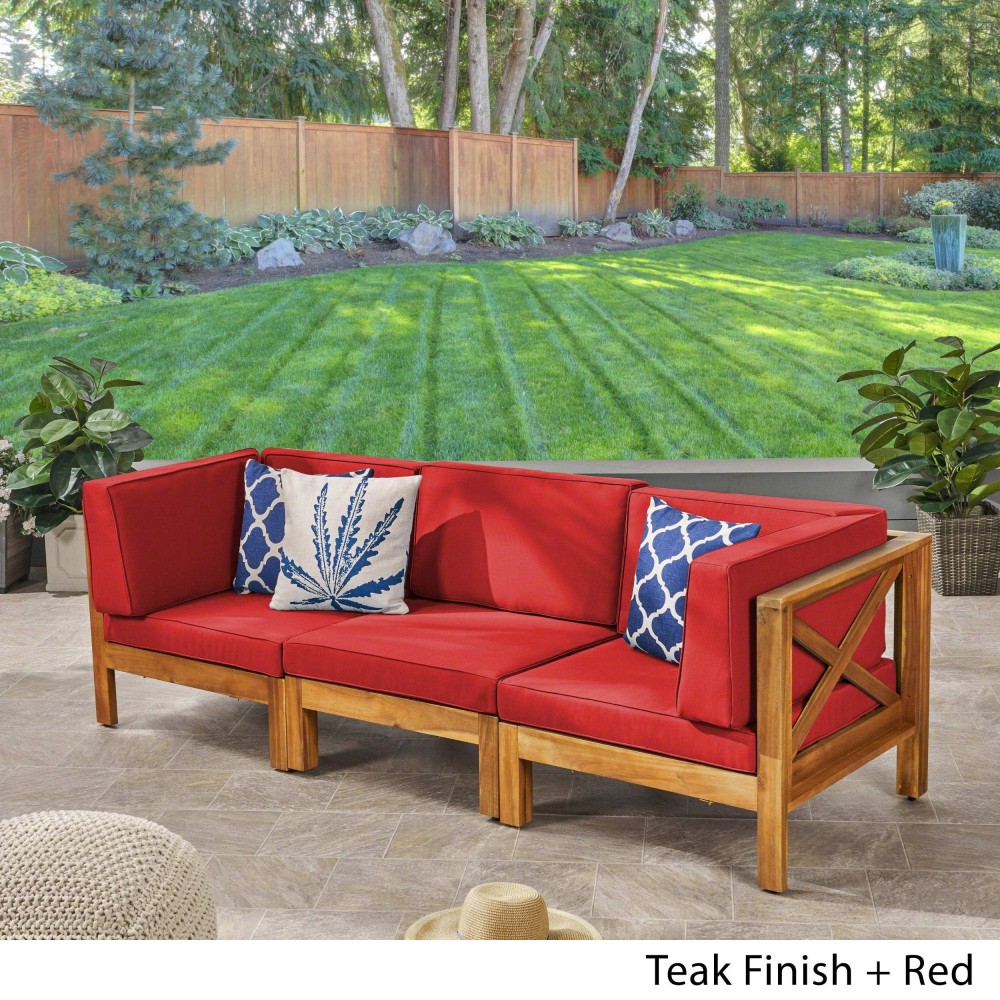 Great Deal Furniture Keith Outdoor Sectional Sofa Set 3Seater