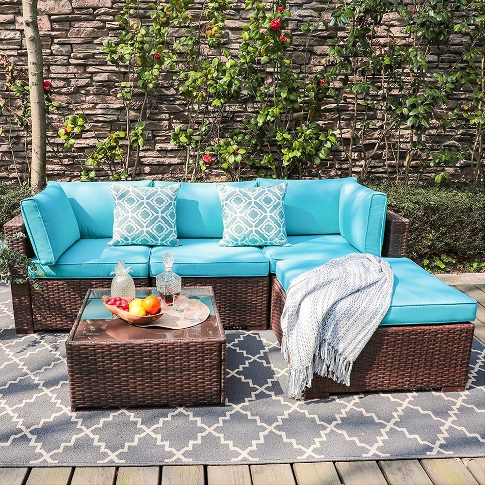 OC OrangeCasual 5 Piece Outdoor Furniture Sectional Sofa, Patio