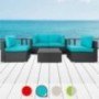 Walsunny 5pcs Patio Outdoor Furniture Sets,Low Back All-Weather Rattan Sectional Sofa with Tea Table&Washable Couch Cushions 
