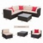 Homall 6 Pieces Outdoor Furniture Patio Sofa Sets Conversation Set All Weather PE Rattan Manual Wicker Beige Cushion