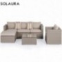 SOLAURA Outdoor Furniture Set 6-Piece Wicker Furniture Modular Sectional Sofa Set Grey Wicker with Light Grey Olefin Fiber Cu