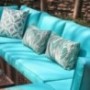 OC Orange-Casual Outdoor Sectional Sofa 7-Piece Wicker Furniture Set with Turquoise Seat Cushions, Glass Coffee Table & Singl
