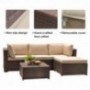 SUNSITT 5 Piece Patio Outdoor Furniture Set, All Weather Rattan Sectional Sofa with Ottoman & Washable Cushions, Brown Wicker