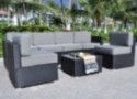 Mcombo Patio Furniture Sectional Set Outdoor Wicker Sofa Lawn Rattan Conversation Chair with 6 Inch Cushions and Tea Table Gr
