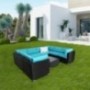 Peach Tree 9 PCs Outdoor Patio PE Rattan Wicker Sofa Sectional Furniture Set with 2 Pillows and Tea Table