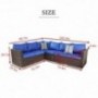 Outside Rattan Sofa Patio Furniture PE Rattan w/Cushion Outdoor Conversation Seating Pool Deck Couch Brown Wicker Royal Blue 