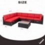 walsunny 7pcs Outdoor Black Rattan Sectional Sofa- Patio Wicker Furniture Set Conversation Sets with Tea Table&Washable Couch
