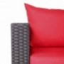 Kinbor New 4 PCs Rattan Patio Outdoor Furniture Set Garden Lawn Sofa Sectional Set Black  Red 