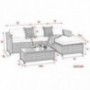 Super Patio Outdoor Patio Furniture Set, 5pc PE Wicker Rattan Sectional Furniture Set with Cream White Seat and Back Cushions