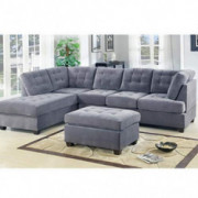 Casa AndreaMilano 2 Piece Modern Grey Soft Tufted Micro Suede Sectional Sofa Couch with Reversible Chaise & Ottoman, L Shaped