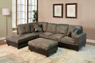 Lifestyle Furniture Left Hand 3PC Sectional Sofa Set,Microfiber Cushion & Faux Leather Base,Taupe LFSF102A 