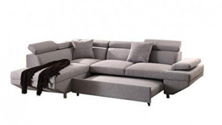 ACME Jemima Sectional Sofa w/Sleeper - - Gray Fabric
