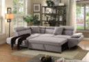 ACME Jemima Sectional Sofa w/Sleeper - - Gray Fabric