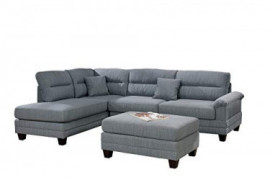Bobkona Sectional Sofa Set, Grey