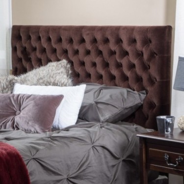 Ludington Queen to Full Brown Suede Headboard Ludington Queen to Full Brown Suede Headboard