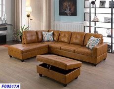 Lifestyle Furniture Left Facing 3PC Sectional Sofa Set,Faux Leather,Ginger LSF09517A 