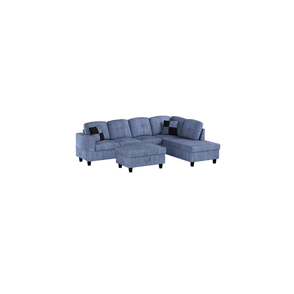 Beverly Fine Furniture Right Facing Linen Russes Sectional Sofa