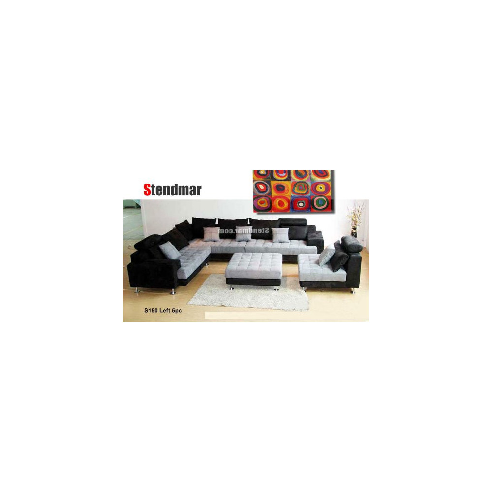 5pc Multifunction 2-tone Microfiber Big Sectional Sofa Set S150LBG