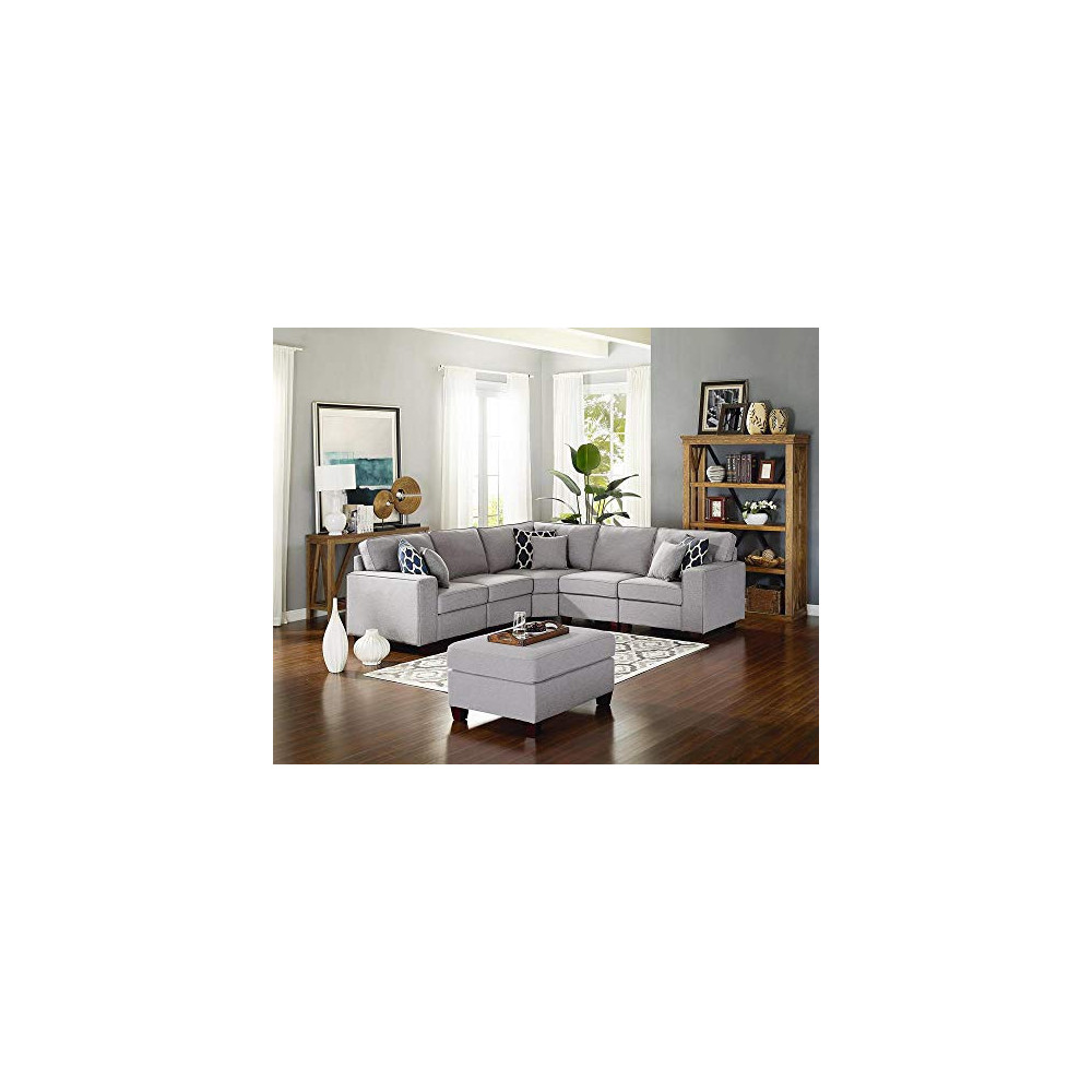 Lilola Home Sonoma Dark Gray Linen 6Pc Modular Sectional Sofa and