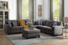 Lilola Home Casanova Dark Gray Linen 7Pc Modular Sectional Sofa and Ottoman