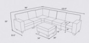 Lilola Home Casanova Dark Gray Linen 7Pc Modular Sectional Sofa and Ottoman