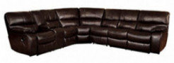 Homelegance Pecos 105" x 117" Leather Gel Manual Reclining Sectional Sofa, Brown