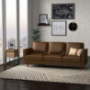 Rivet Revolve Modern Leather Sofa Couch, 80"W, Chestnut