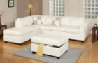 Casa AndreaMilano Soft Touch Reversible PU Leather 3-Piece Sectional Sofa Set, White