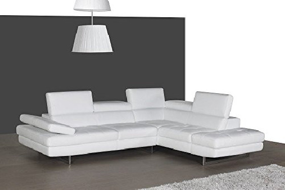 J and M Furniture A761 Italian Leather Sectional White, Modern