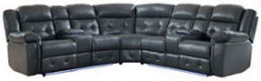Homelegance Kalmar 133" Power Reclining Sectional Sofa, Gray Leather Gel Match
