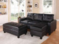HomeRoots Sectional Sofa  Reversible Chaise  with Ottoman, Black Bonded Leather Match - Bonded Leather Match Black BLM