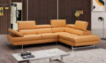 A761 Italian Leather Right Facing Sectional Sofa in Freesia