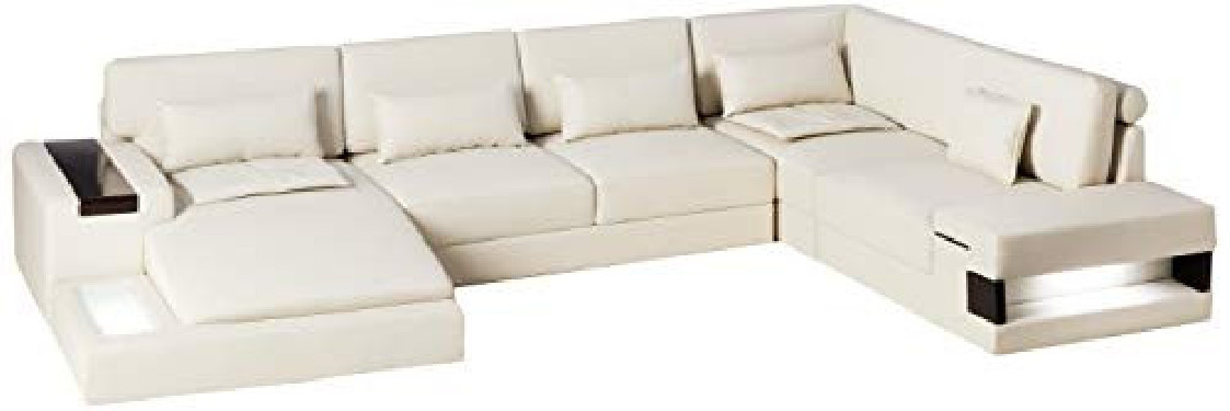 Divani Casa Massimo - Contemporary Bonded Leather Sectional Sofa with Light