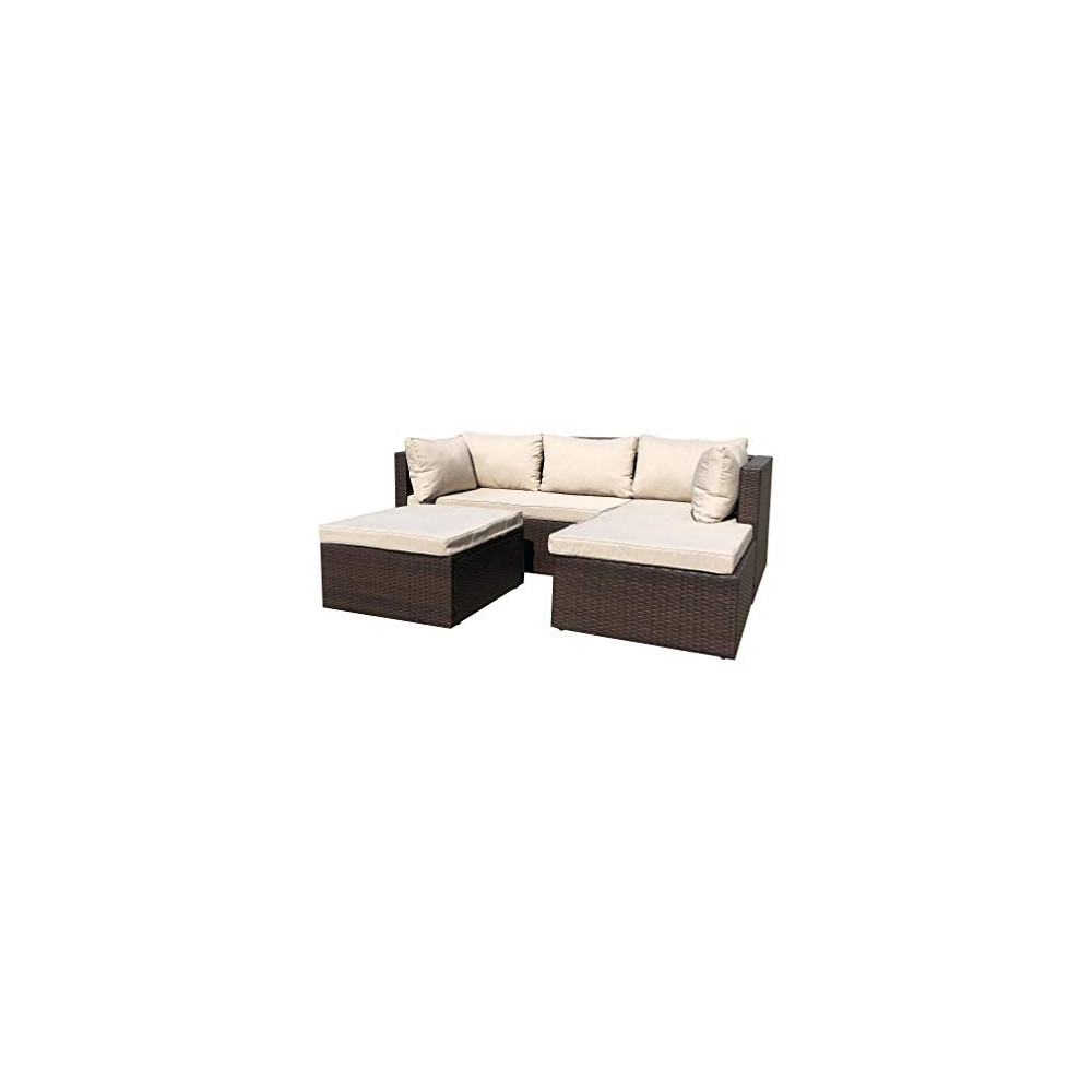 AmazonBasics 3 Piece Patio PE Wicker Rattan Corner Sofa Set Universe