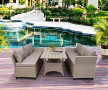 LZ LEISURE ZONE Patio Dining Table Set Outdoor Furniture PE Rattan Wicker Conversation Set All-Weather Sectional Sofa Set wit