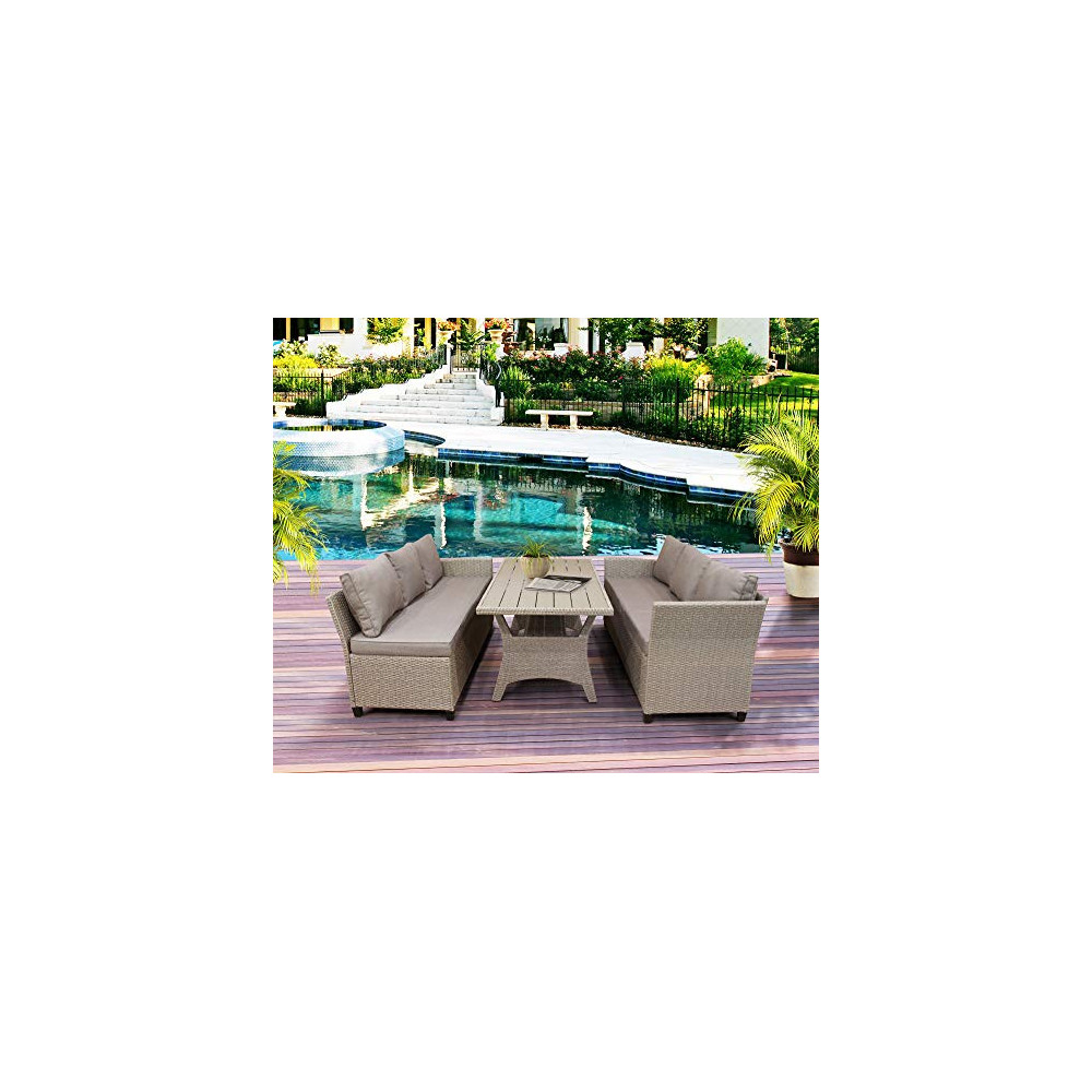 LZ LEISURE ZONE Patio Dining Table Set Outdoor Furniture PE