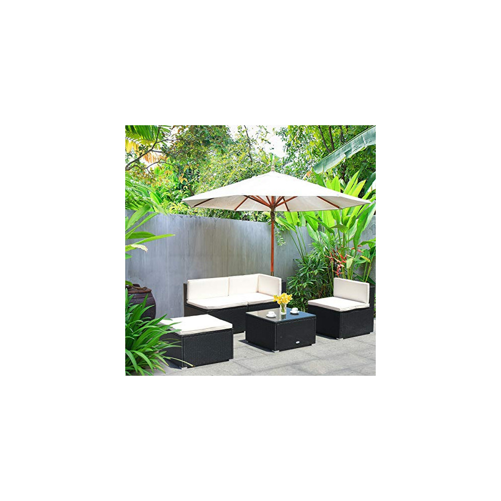 Tangkula 5 PCS Patio Furniture Sets, Outdoor Conversation Set,
