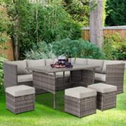 U-MAX Patio Furniture Sets 7 Pieces Outdoor Conversation Set All Weather Wicker Sectional Sofa Couch Dining Table Chair with 