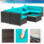 7PCS Patio Furniture Set, All-Weather PE Rattan Sectional Garden Furniture Corner Sofa Set w/Glass Coffee Table for Backyard,