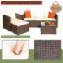 Merax Rattan Patio Furniture Set Wicker Sofa Cushioned Sectional Furniture Set Garden Patio Sofa Set  4 Pieces, Brown 