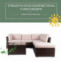 Polar Aurora 5-Seat Patio Furniture Set PE Rattan Wicker Sectional Sofa Outside Couch 4pcs Conversation Set w/Beige Washable 