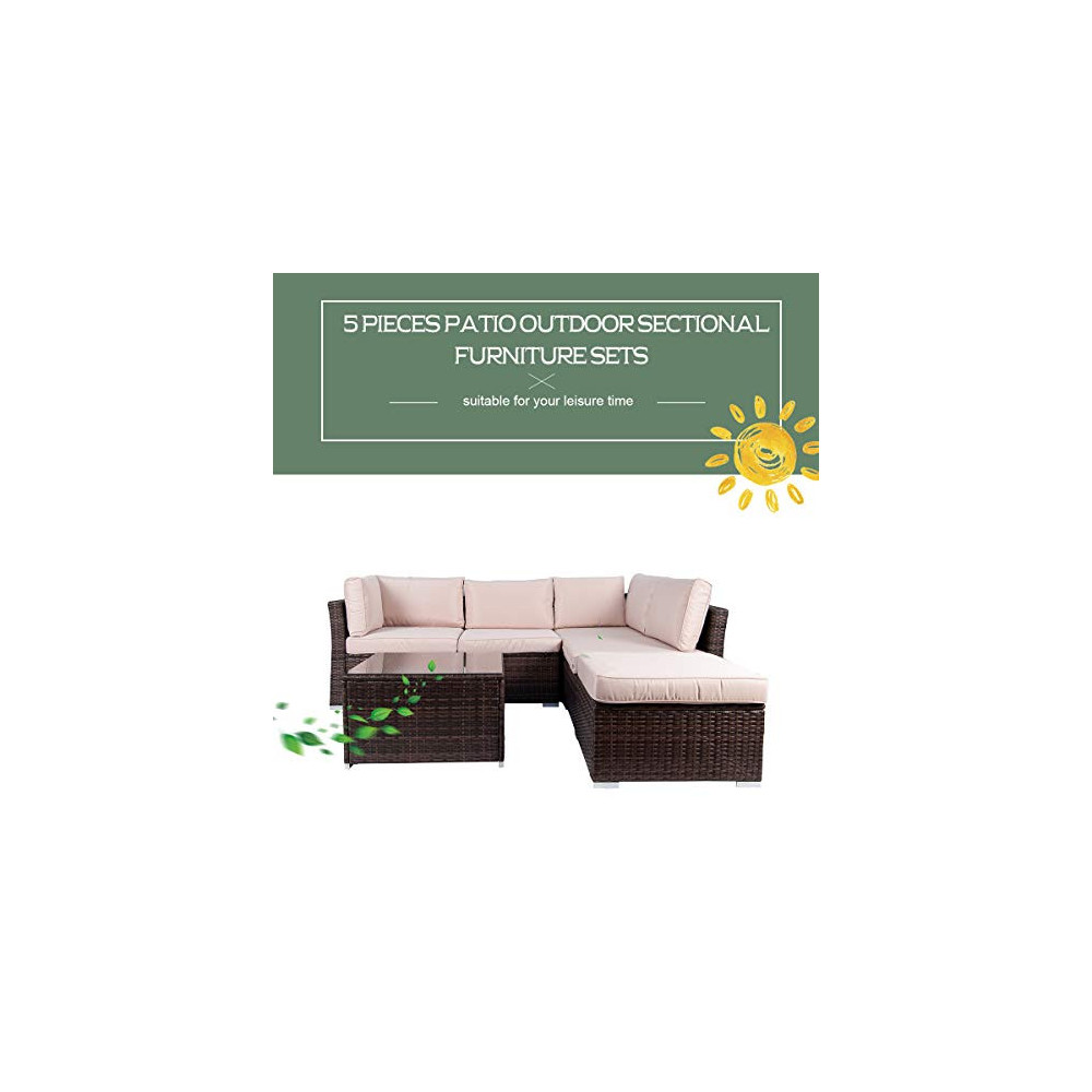 Polar Aurora 5Seat Patio Furniture Set PE Rattan Wicker