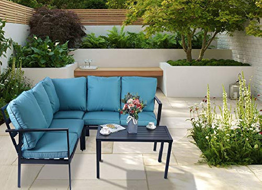 Kozyard 4 Pieces Outdoor Sofa Set with Strong Metal Frame and Comfortable Cushions, Perfect as Patio Furniture Conversation S