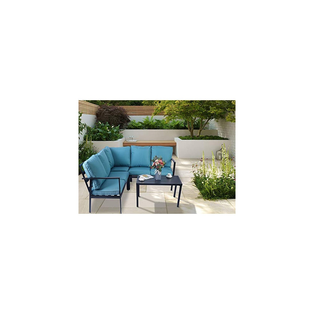 Kozyard 4 Pieces Outdoor Sofa Set with Strong Metal Frame and Comfortable Cushions, Perfect as Patio Furniture Conversation S