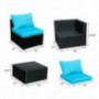 KOOLWOOM Outdoor Patio Furniture Set,Sectional Wicker Sofa Washable Waterproof PE Cushions,Backyard,Pool  12, Blue 