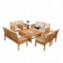 Christopher Knight Home Carolina Outdoor Wood Sofa Seating Set, 8-Pcs Set, Brown Patina