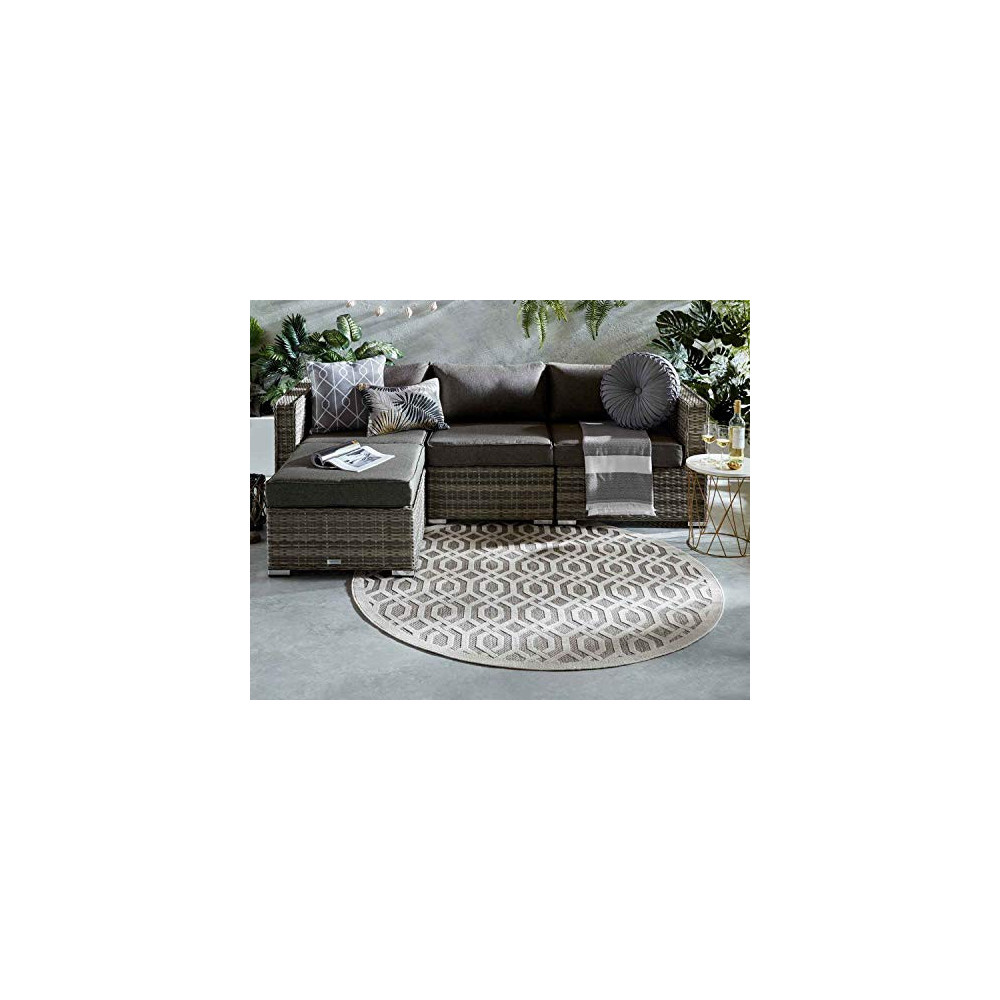 StellaHome 4 Pieces Patio Furniture Set, Aluminum Outdoor Small Sectional Grey Patio Sofa Set, Wicker Rattan Couch Conversati