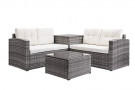 4pcs Patio Conversation Set Rattan Garden Outdoor Furniture Sofa Set with Storage Box and Cushions  Beige Cushions 