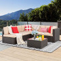 Vongrasig 6 PCS Patio Furniture Set, Small Outdoor Wicker Sectional Sofa Couch All Weather PE Rattan Patio Sofa Garden Backya