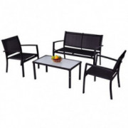Giantex 4 PCS Outdoor Patio Furniture Set Sofa Loveseat Tee Table Garden Yard Pool Side
